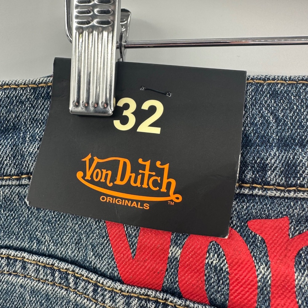 Von Dutch Originals Mens Patchwork Distressed Jeans Blue 32x32 VD27121MD21 NWT - Picture 4 of 16